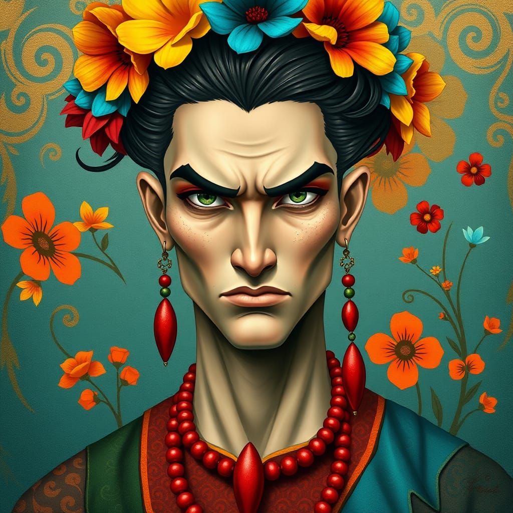Man with Floral Crown: Surreal Portraiture
