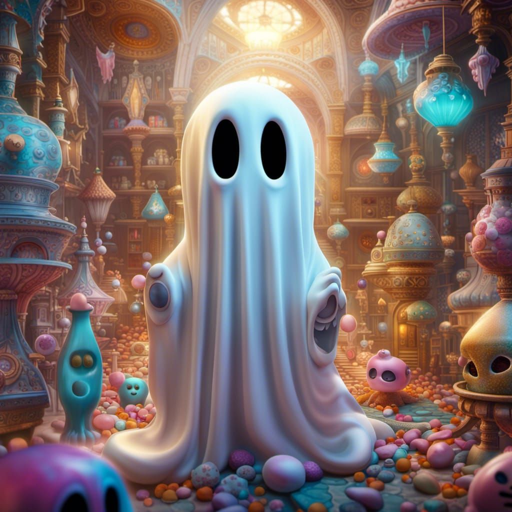 Adorable Ghost in Ethereal Fantasy World: 8K Resolution