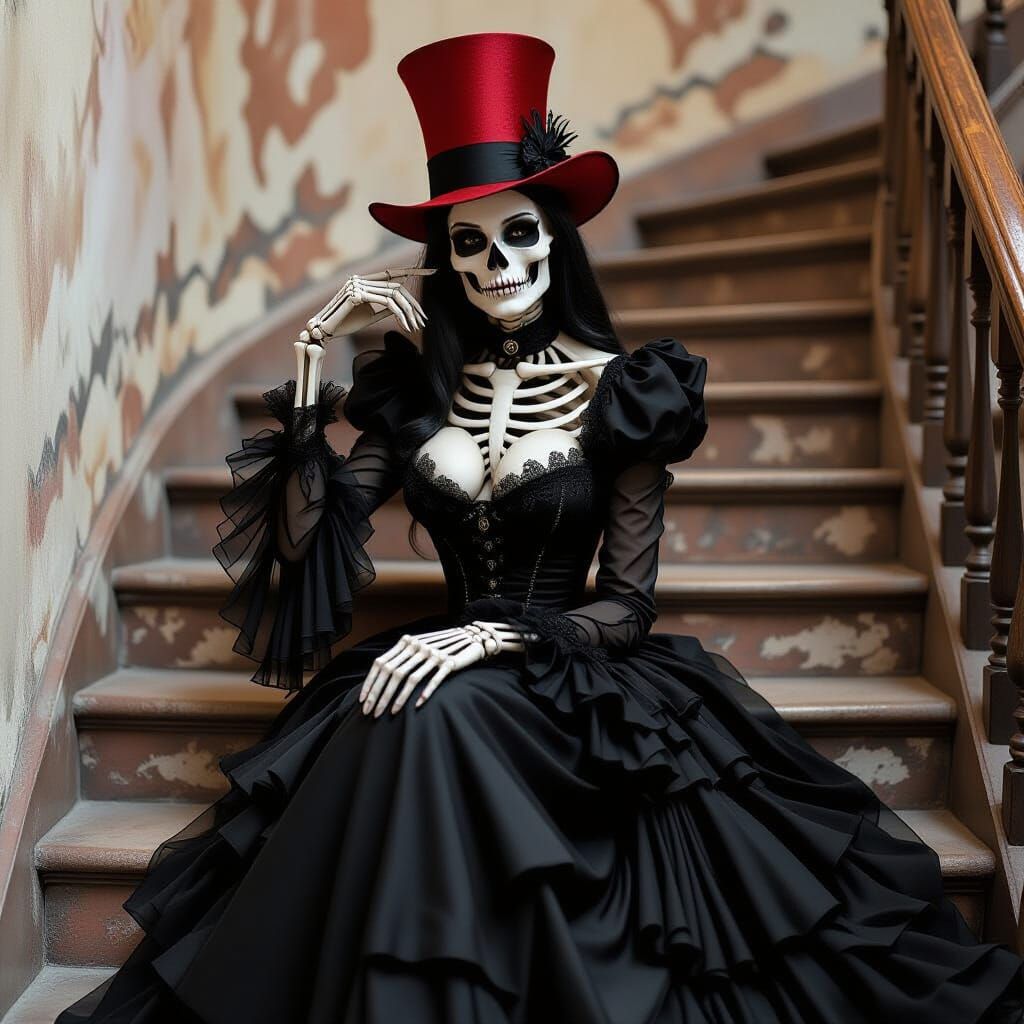 Gothic Skeleton in Sepia Tone Portrait