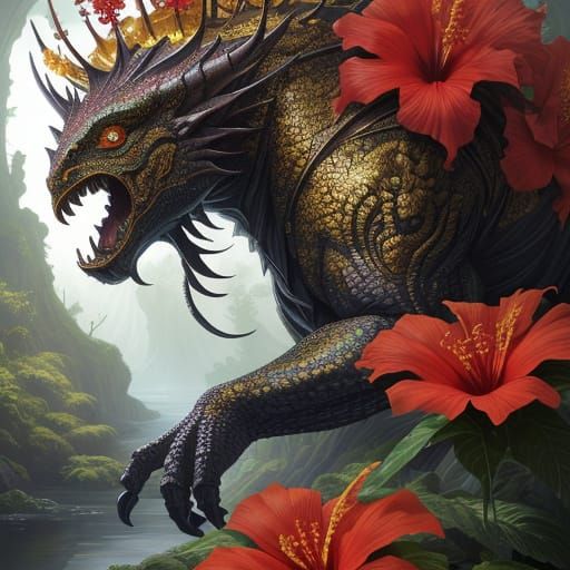 Surreal Fantasy Quadruped Reveals Hibiscus Bloom Crown