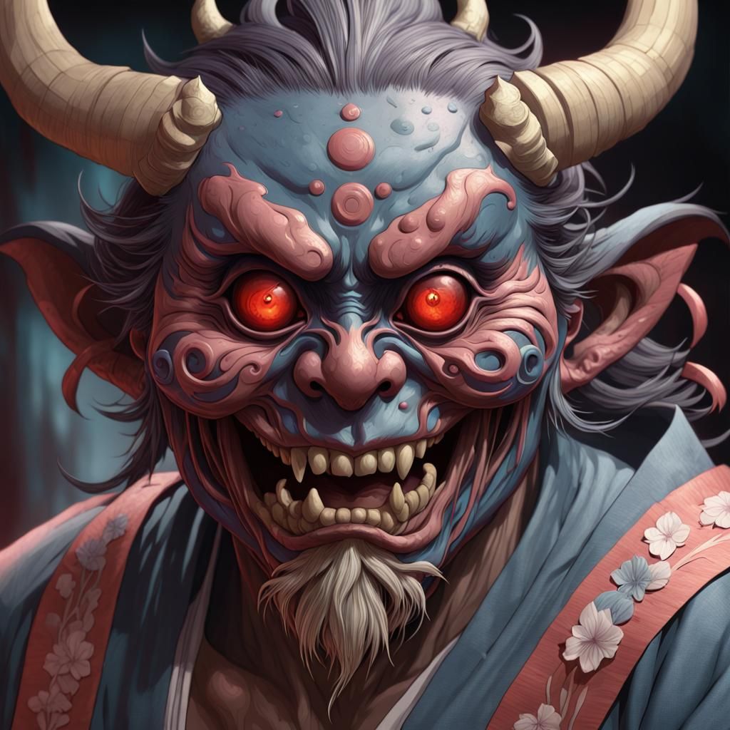 Demonic Yokai Boogeyman Portrait in Japanese Art Style