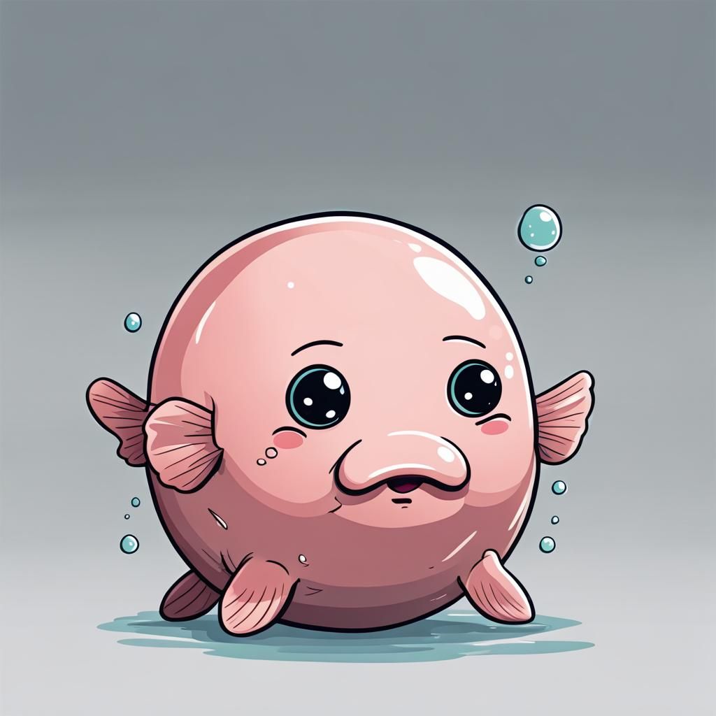 Sad Blobfish in Chibi Art Style