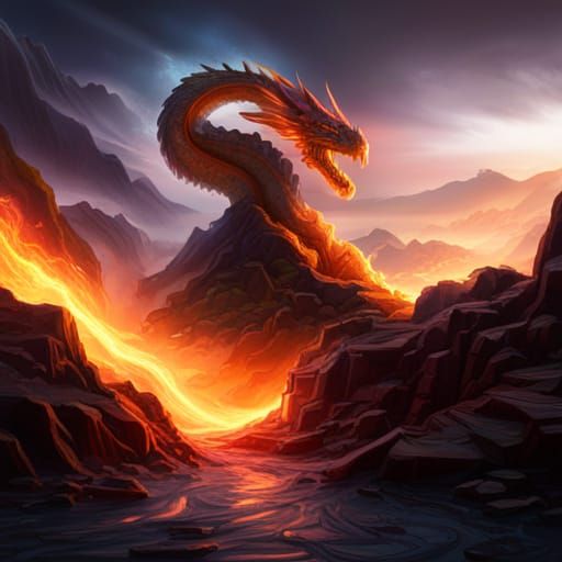 Fiery Dragon in the Dark: Fantasy Concept Art