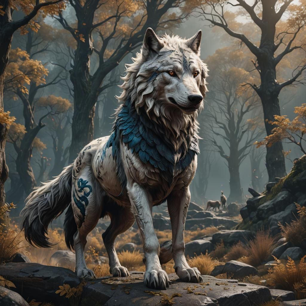 Wolf-Horse Hybrid Fantasy Concept Art