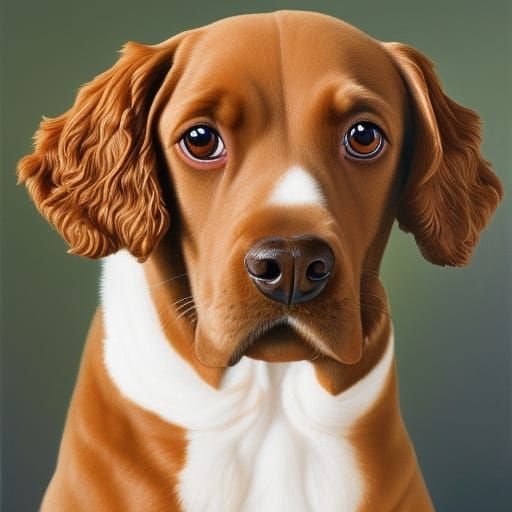 Irish Water Spaniel Portrait in Digital Oil Painting