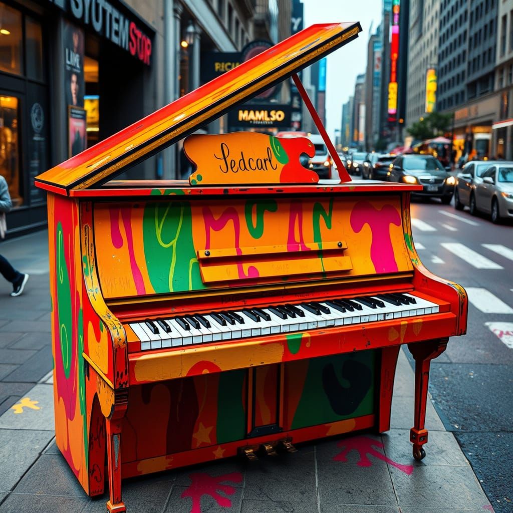 Vibrant Street Piano Keyboard in Bold Colors