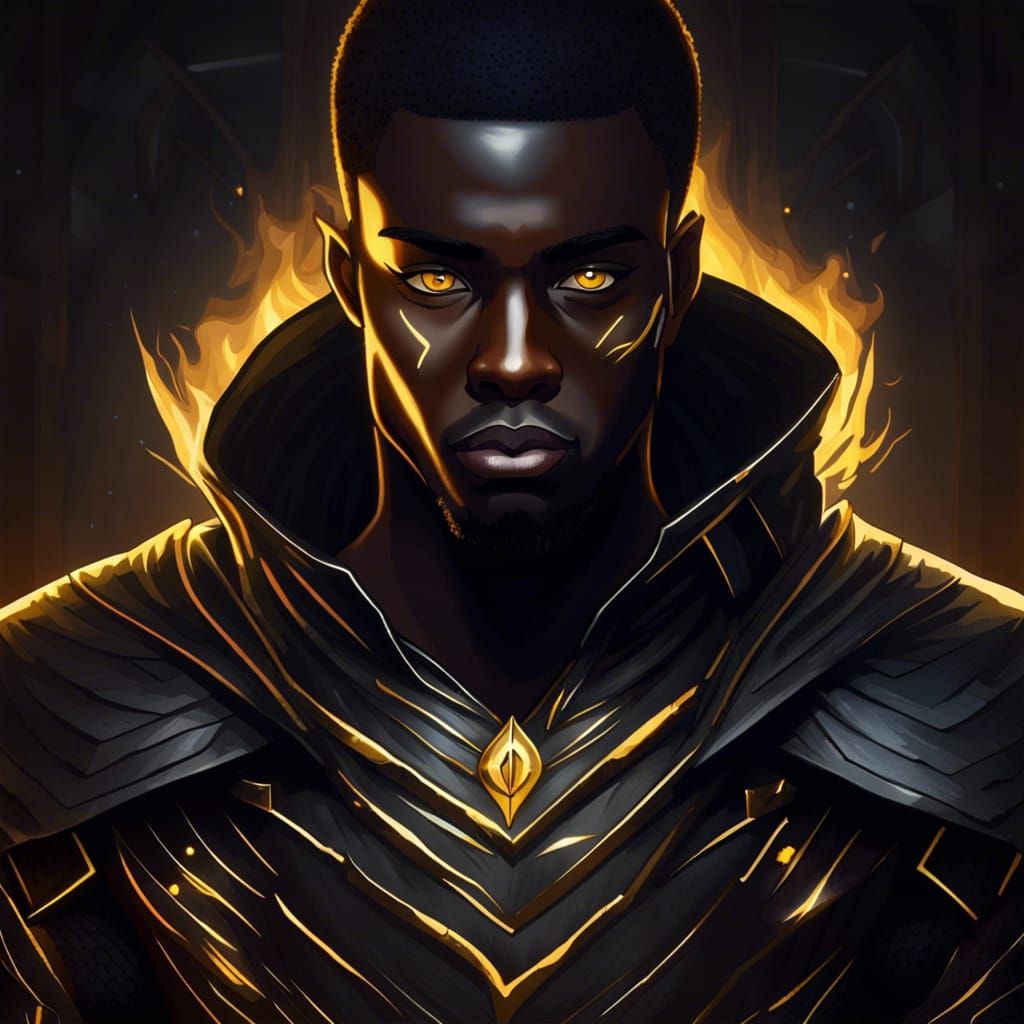 Futuristic Knight in a Forest at Night