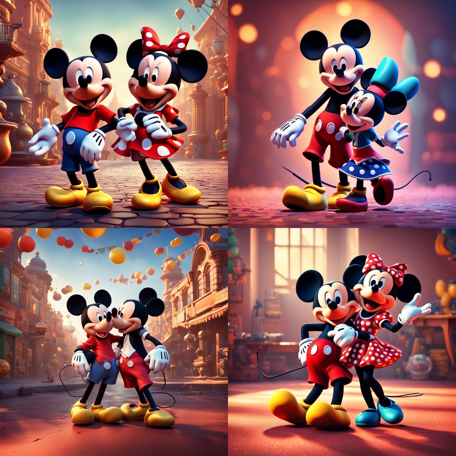 Mickey and Minnie in 3D Digital Art