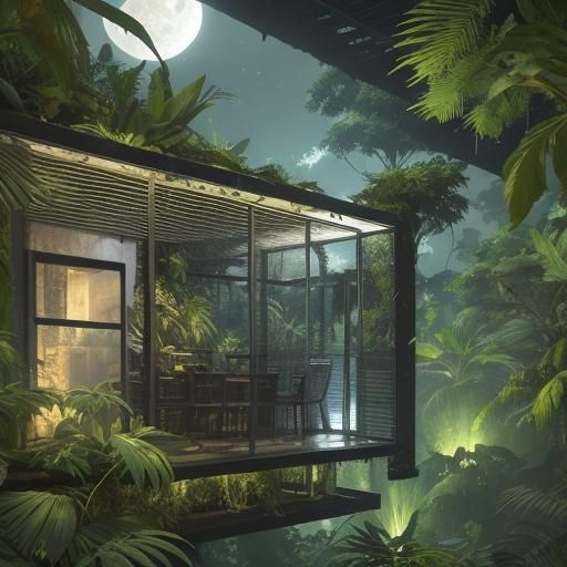 Moonlit Jungle View in 3D