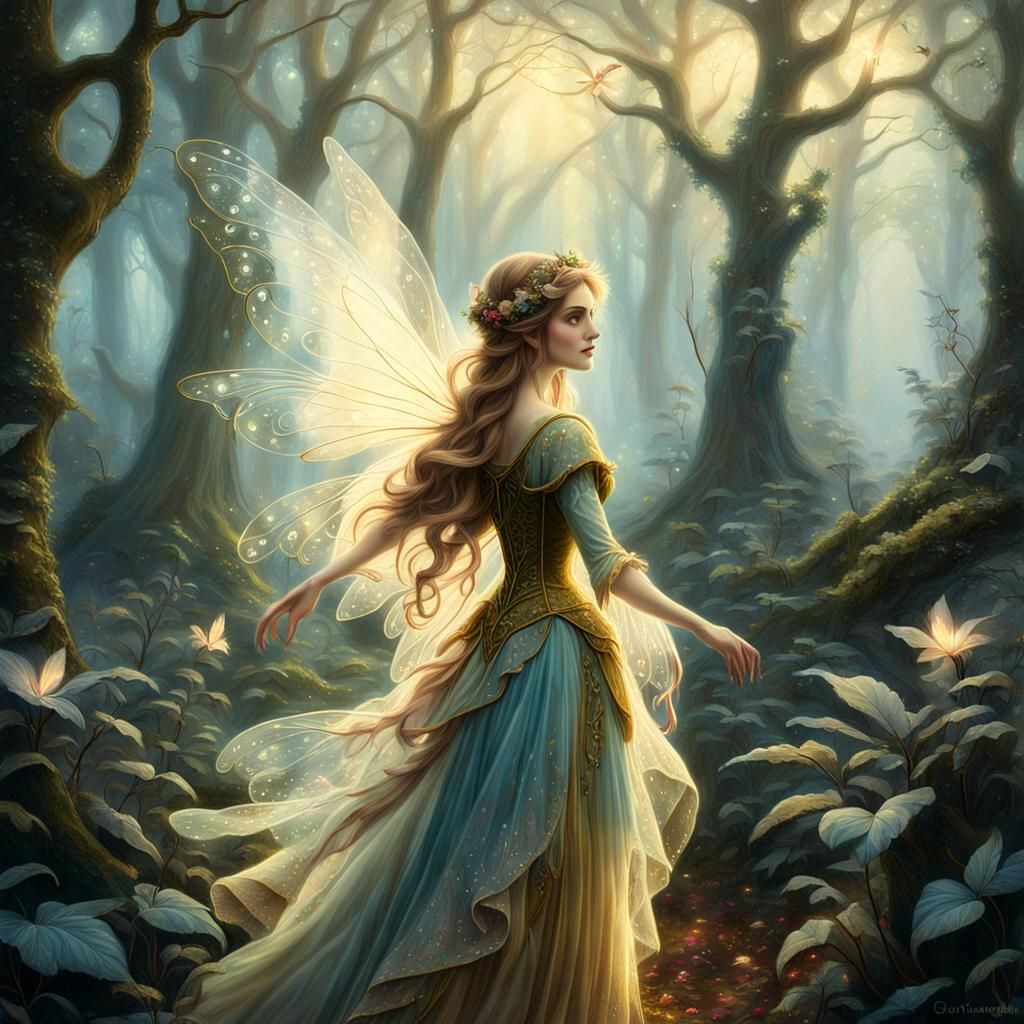 Enchanted Forest Fairy in 19th Century Clothing