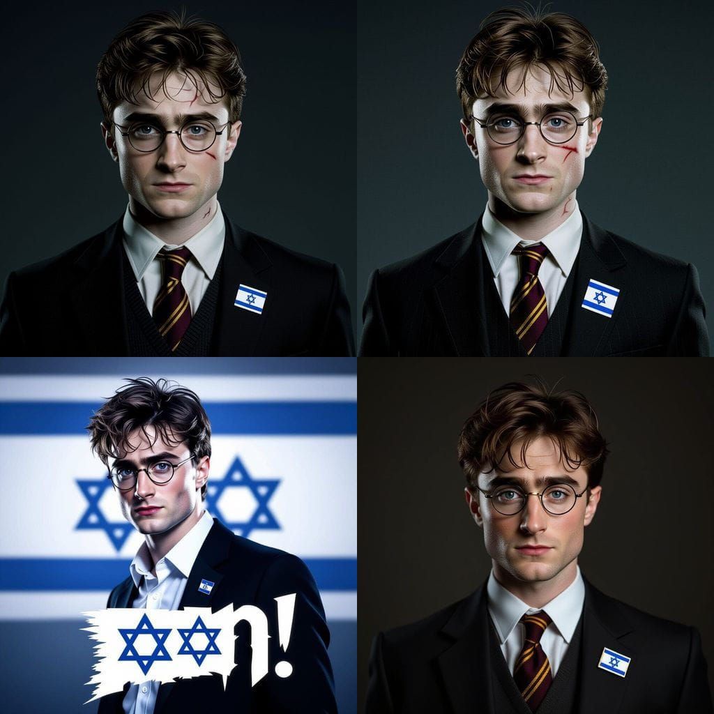 Harry Potter in Elegant Suit with Israeli Flag