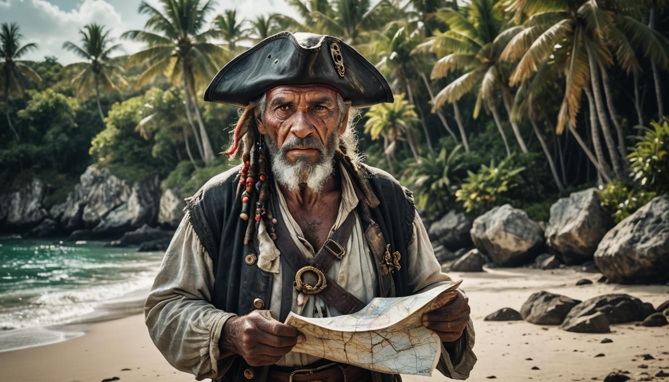 Pirate with Treasure Map, Professional HDR Photo