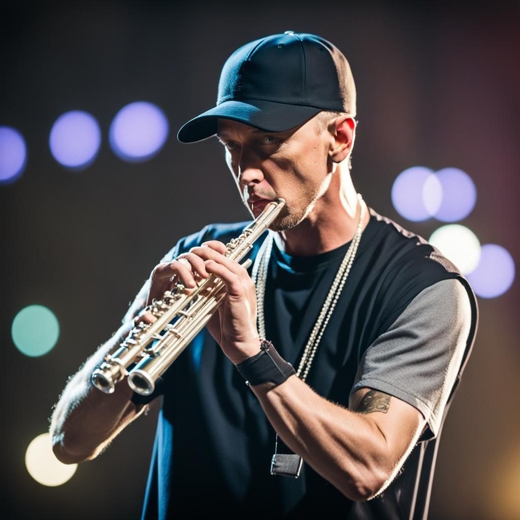 Eminem Plays Flute in Photo-Realistic Style