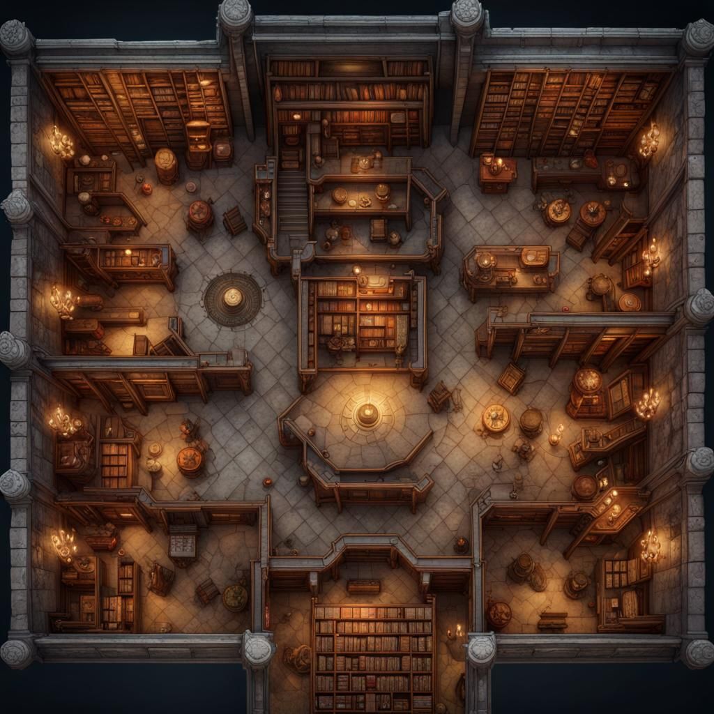 Magical Library Battle Map for Dungeons and Dragons