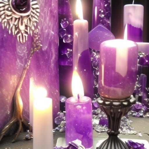Purple witches den gemstones everywhere& crystals everywhere& amethyst crystal clusters everywhere& shelves with gemston...