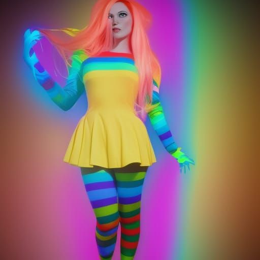 Adult Rainbow Brite in Neon Colors