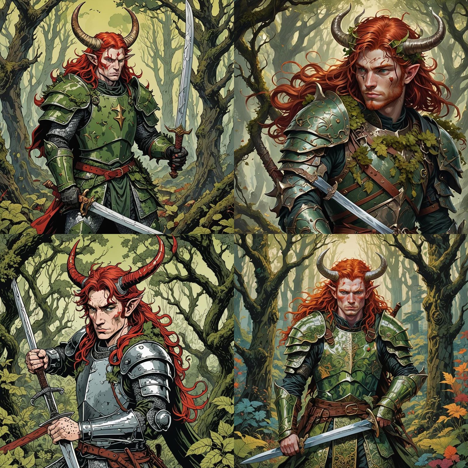 Moss Armor Warrior with Great Sword, in Pop Art Style