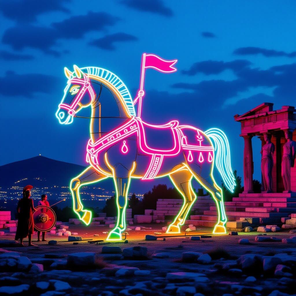 Neon Trojan Horse Delivers Ancient Prophylactics