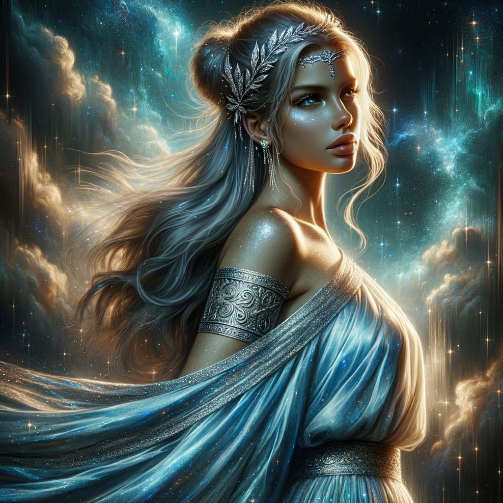 Electra: Greek Nymph Dancing in the Starry Sky