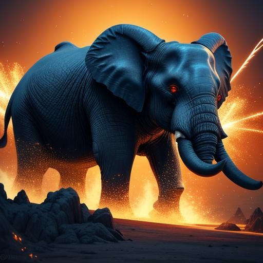 Exploding Elephant: Fantastical Concept Art in 8K
