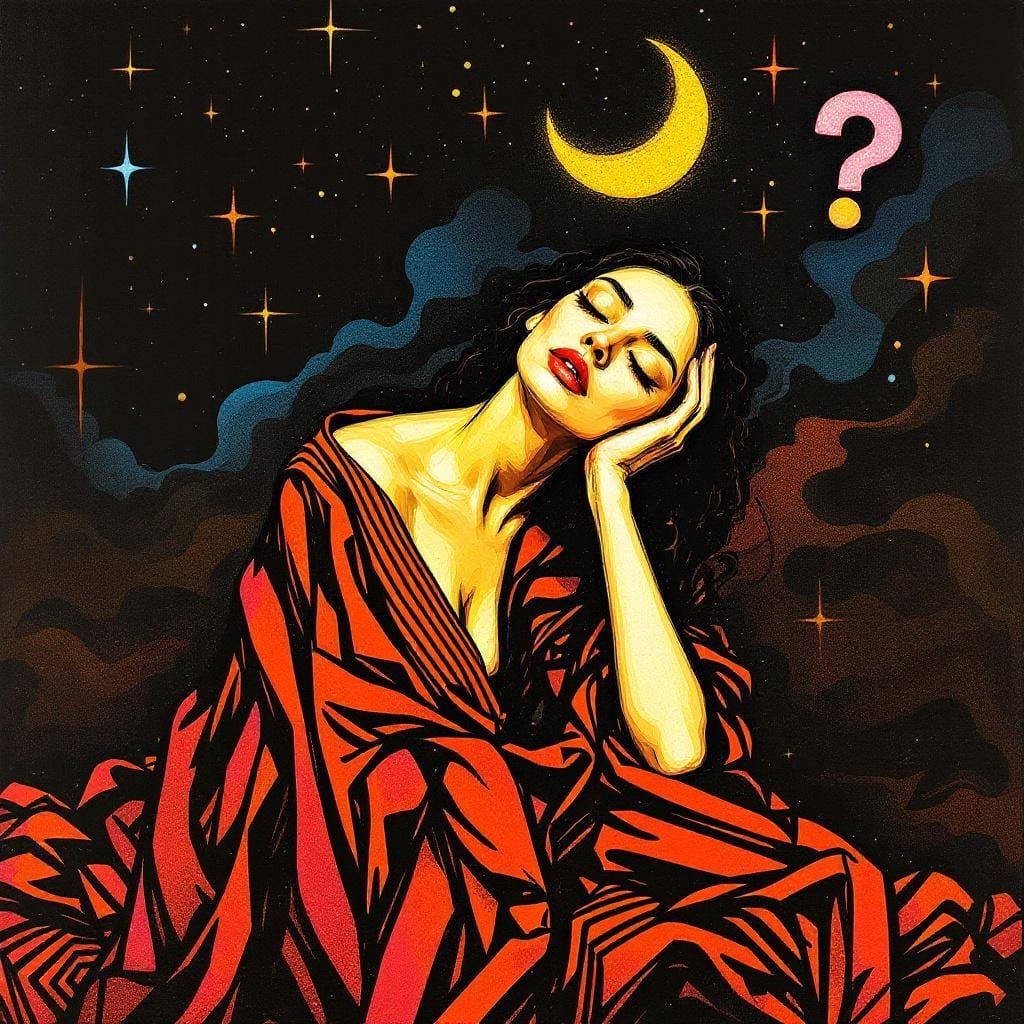 Contemplative Woman in Cosmic Void: Glitch Art Fusion