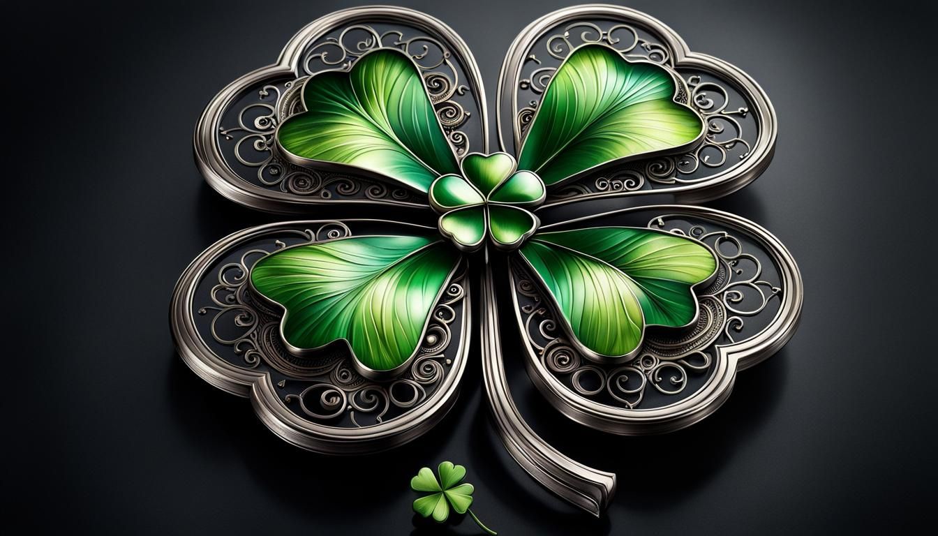 Ornate Clockwork Clover in Children's Book Style