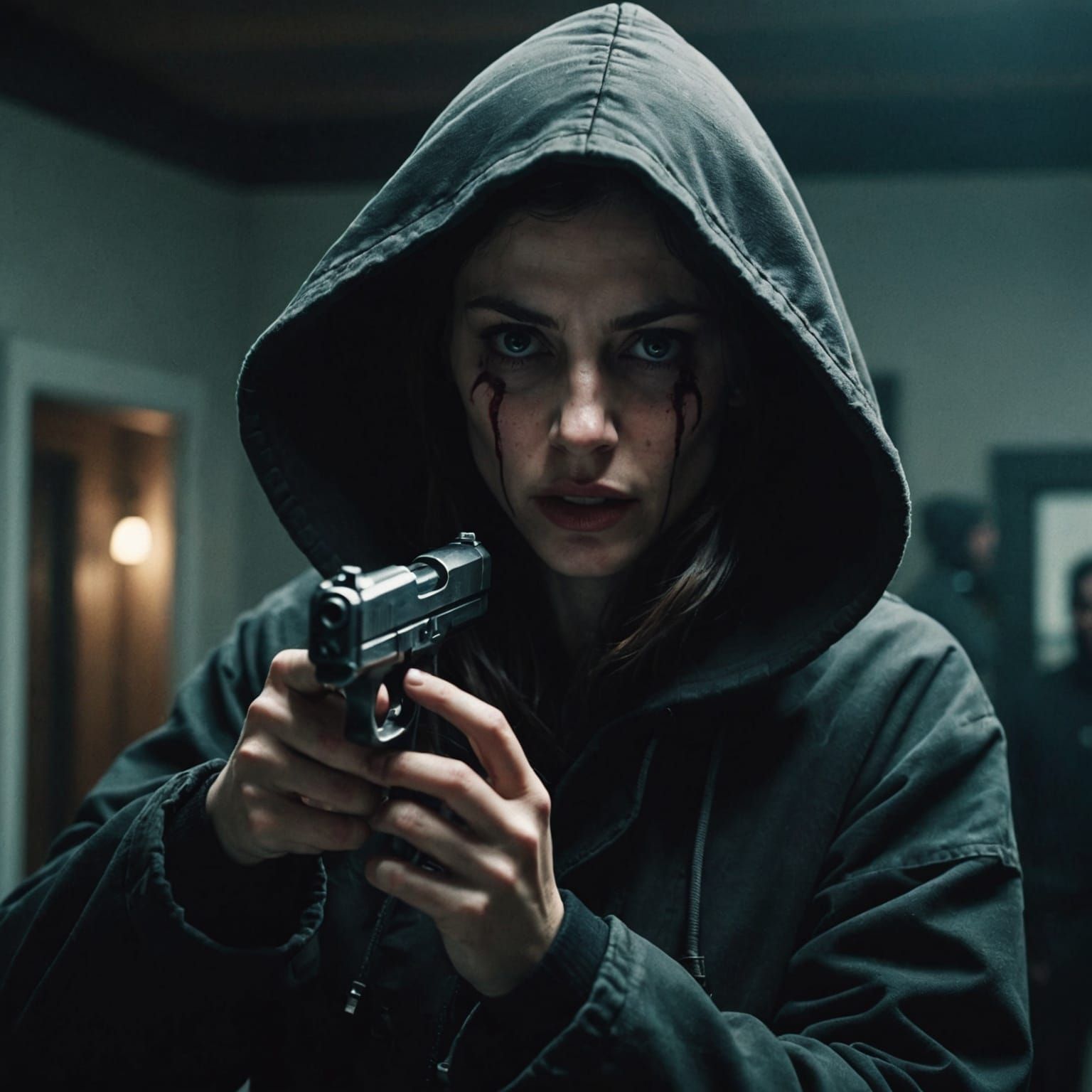 Demonic Encounter: A Cinematic Film Still