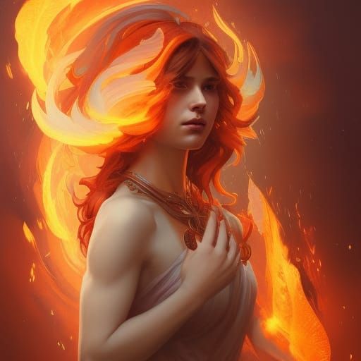 Fire Goddess Portrait in Hyperdetailed Art Style
