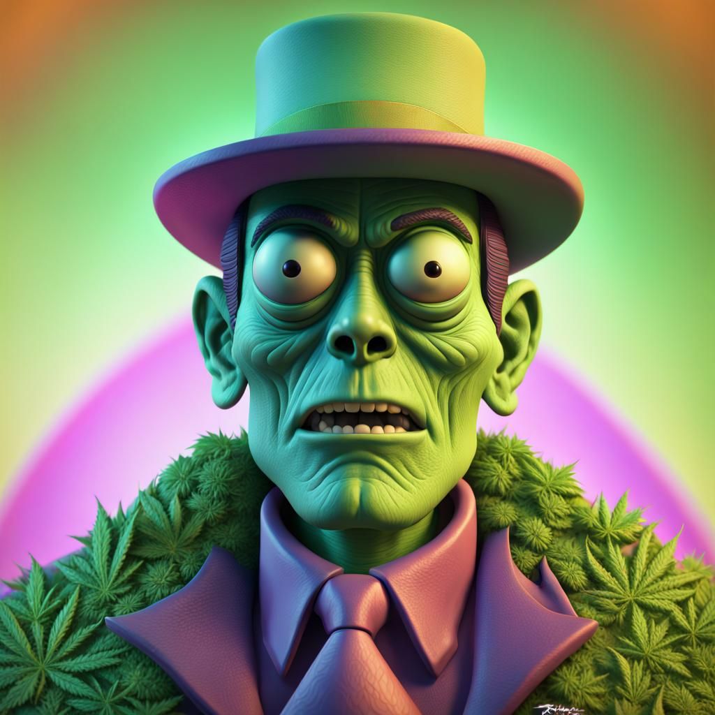 Universal Monsters Marijuana Man in Pixar Style