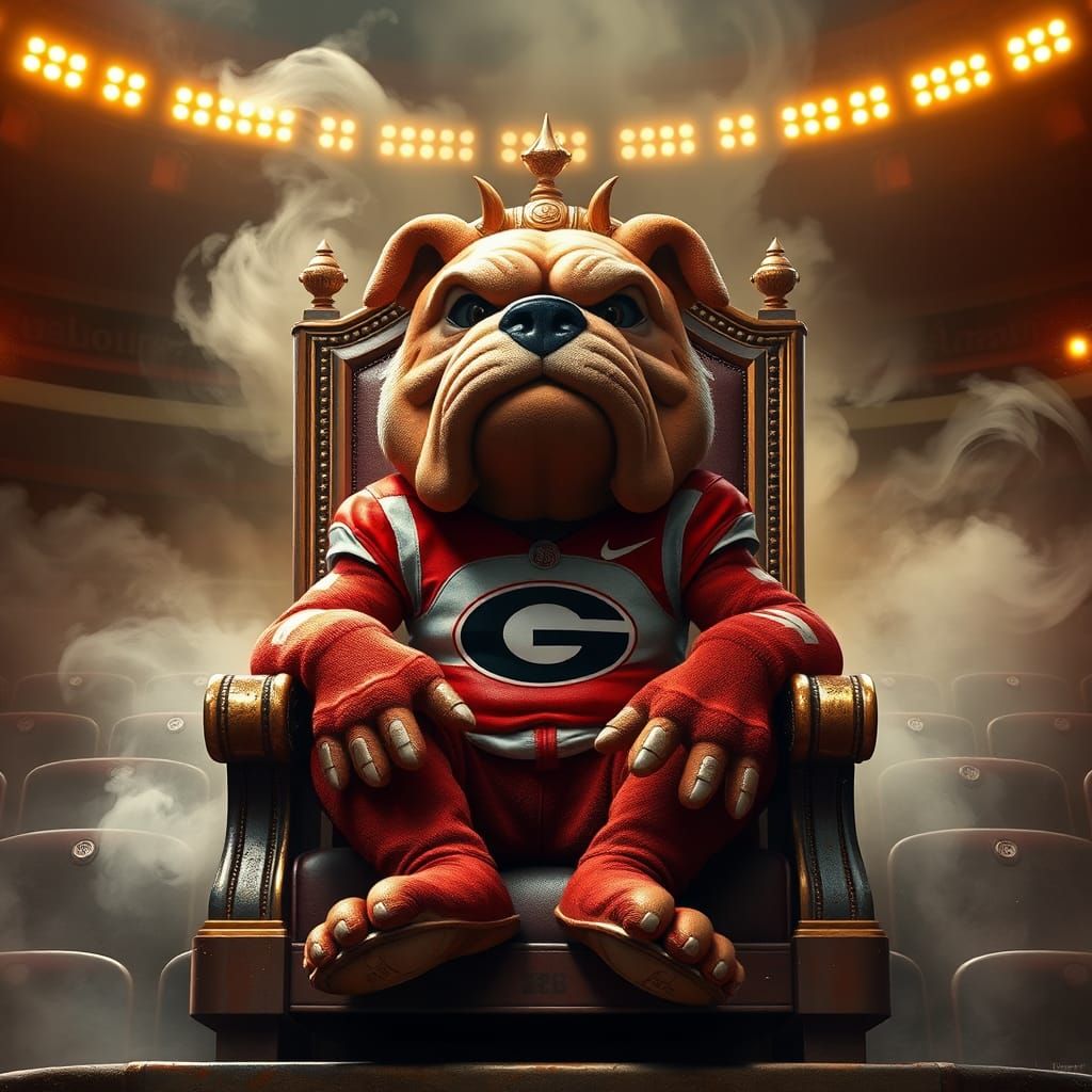 Majestic Georgia Bulldogs Mascot in Fantasy Art Style