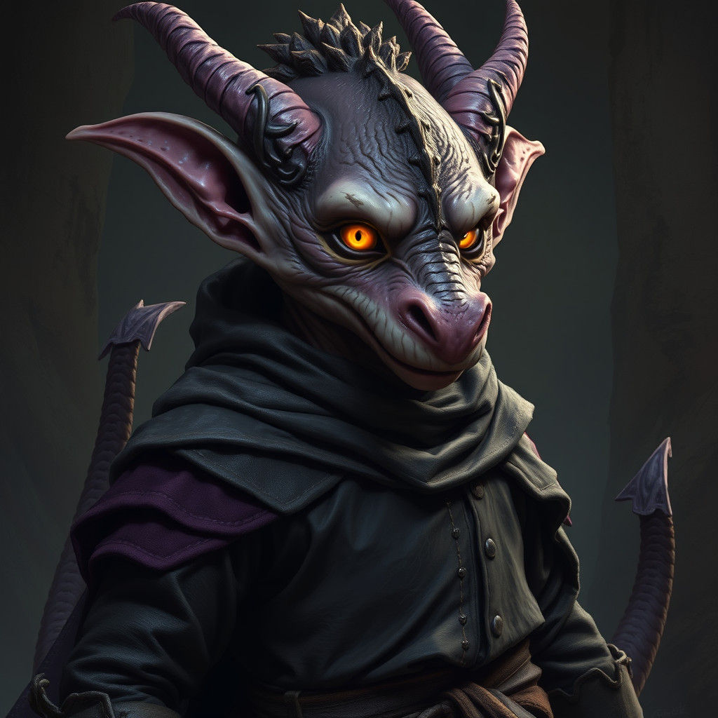 Kobold Rogue Portrait with Dragon Features in Fantasy Art