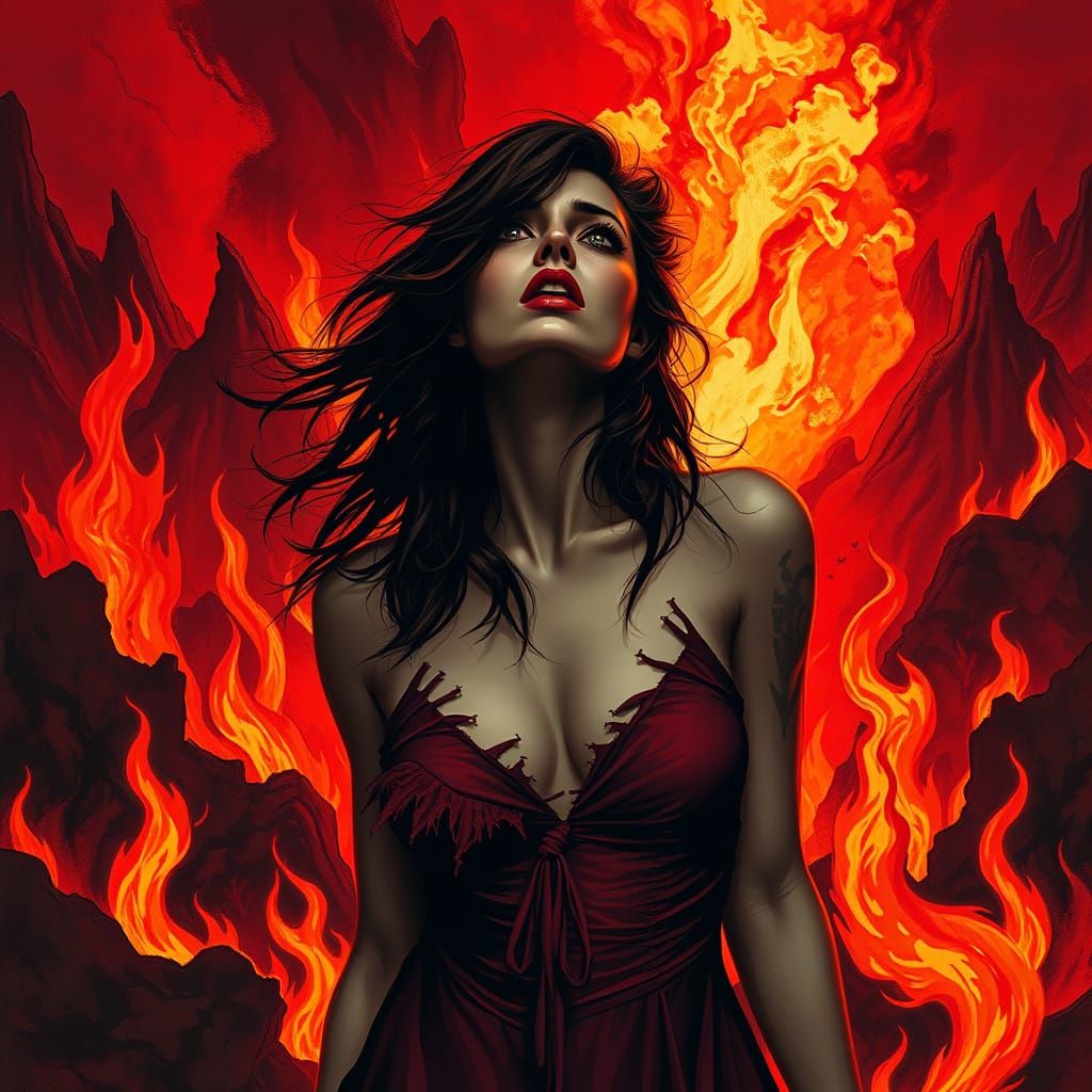 Infernal Woman in Gothic Hellscape