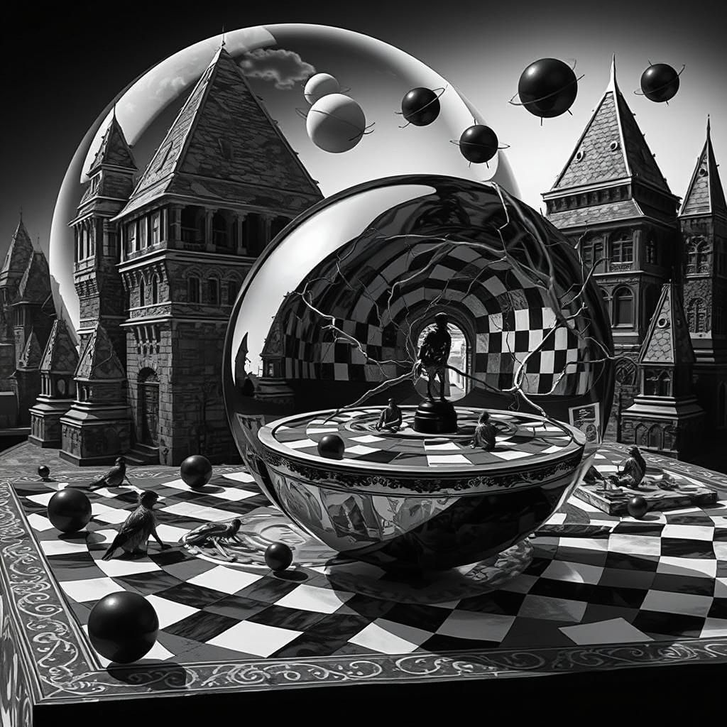 Black Bird Silhouette in Dreamscape Photogram