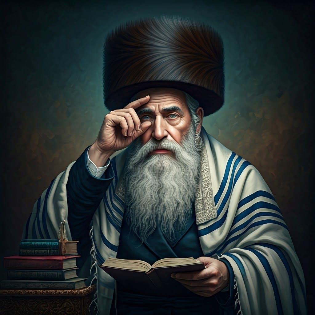 Orthodox Jewish Man Reciting Shema Prayer as Matte Painting