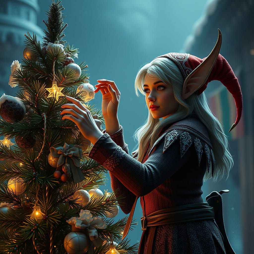 Enchanted Christmas Scene in Vibrant Colors