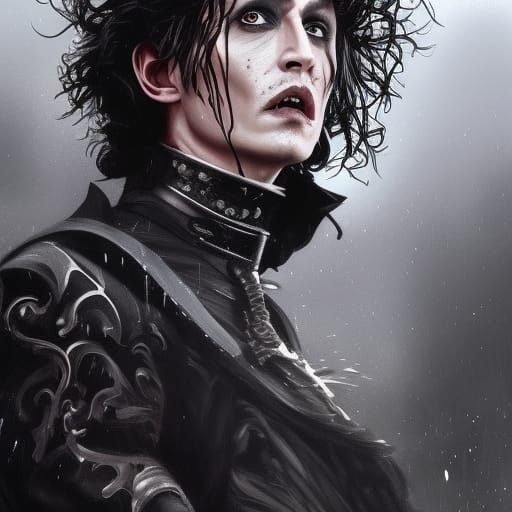 Edward Scissorhands Portrait in Digital Art Style