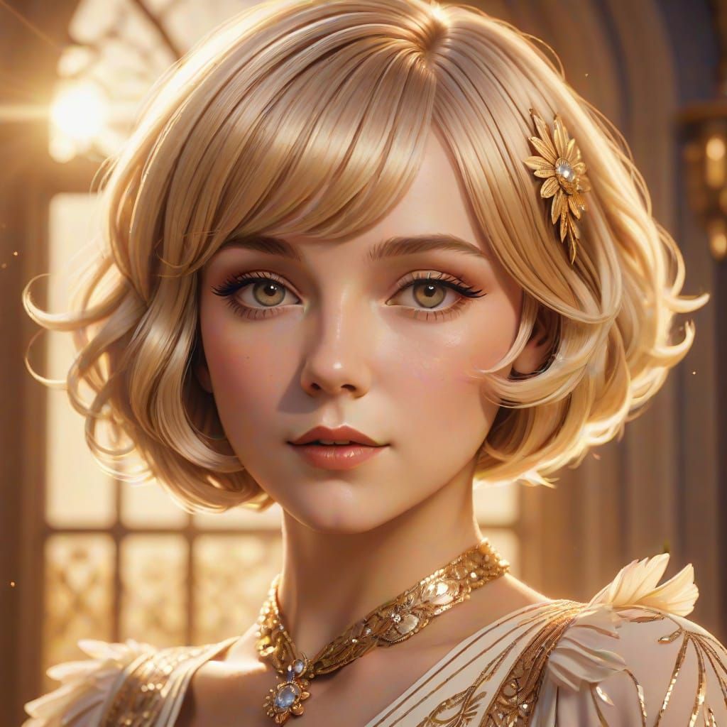 Anime-Inspired Portrait of Daisy Buchanan in 1920s Style