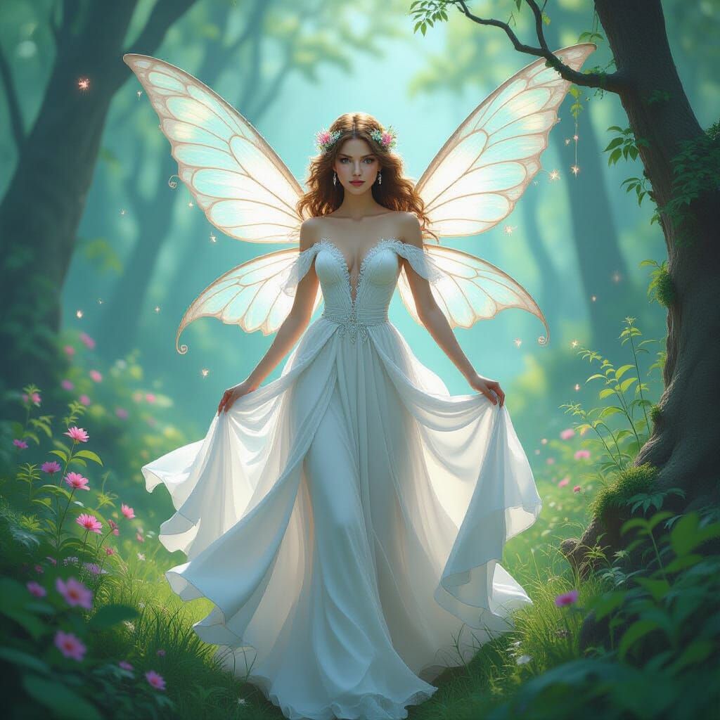 Mystical Fairy in Dreamy Forest, Fantasy Art
