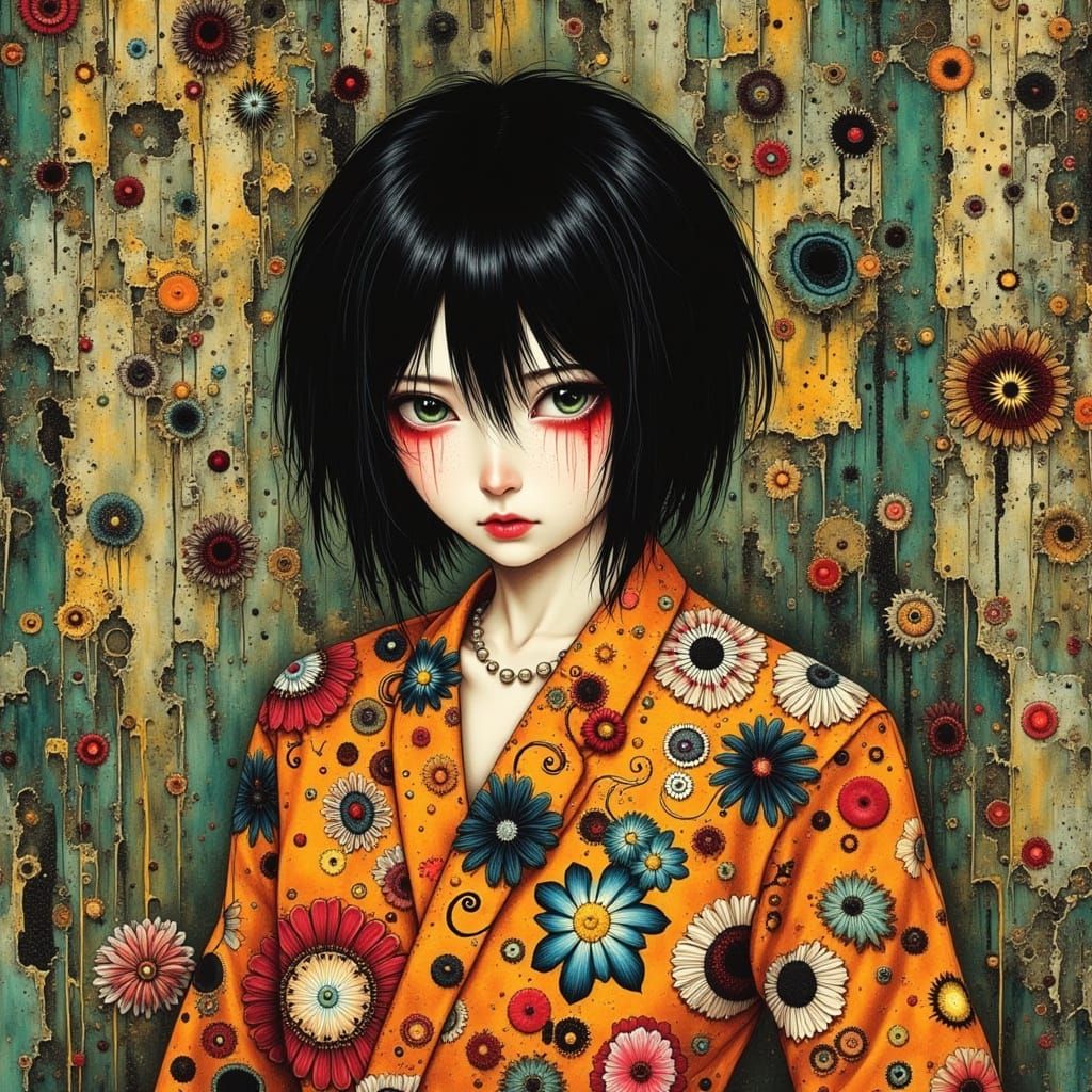 Akira Kei in Cyberpunk Apocalypse with Golden Motifs