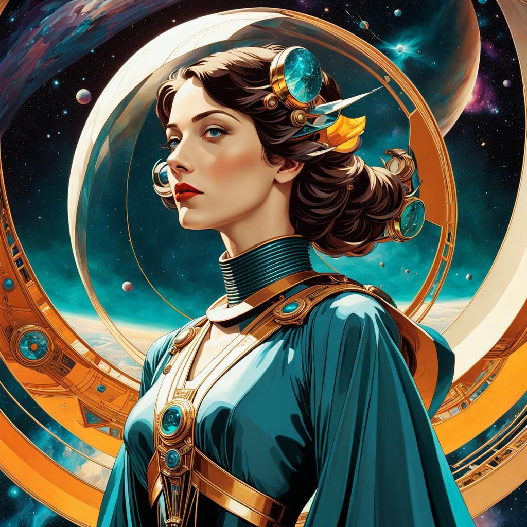 Geometric Bauhaus Ship Sailing Interstellar Space