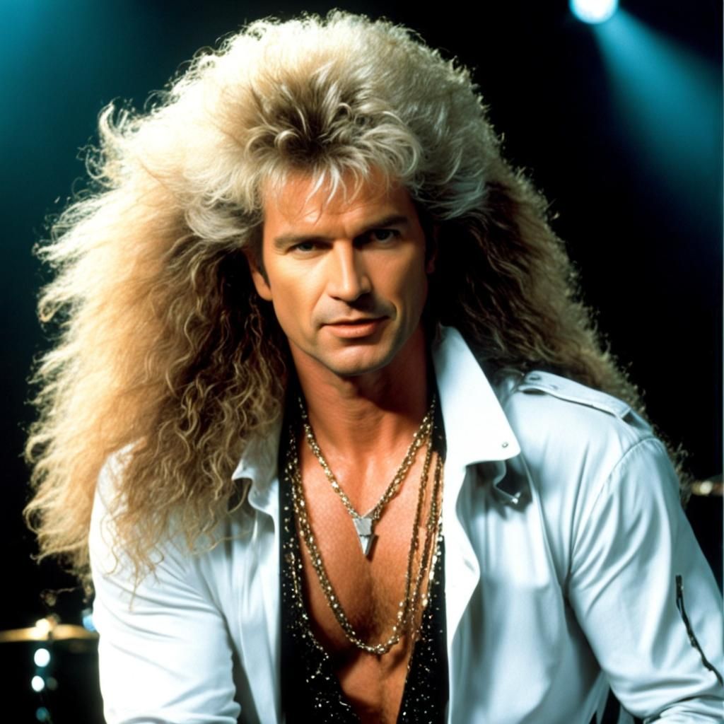 Eighties Rock Star with Massive Mullet