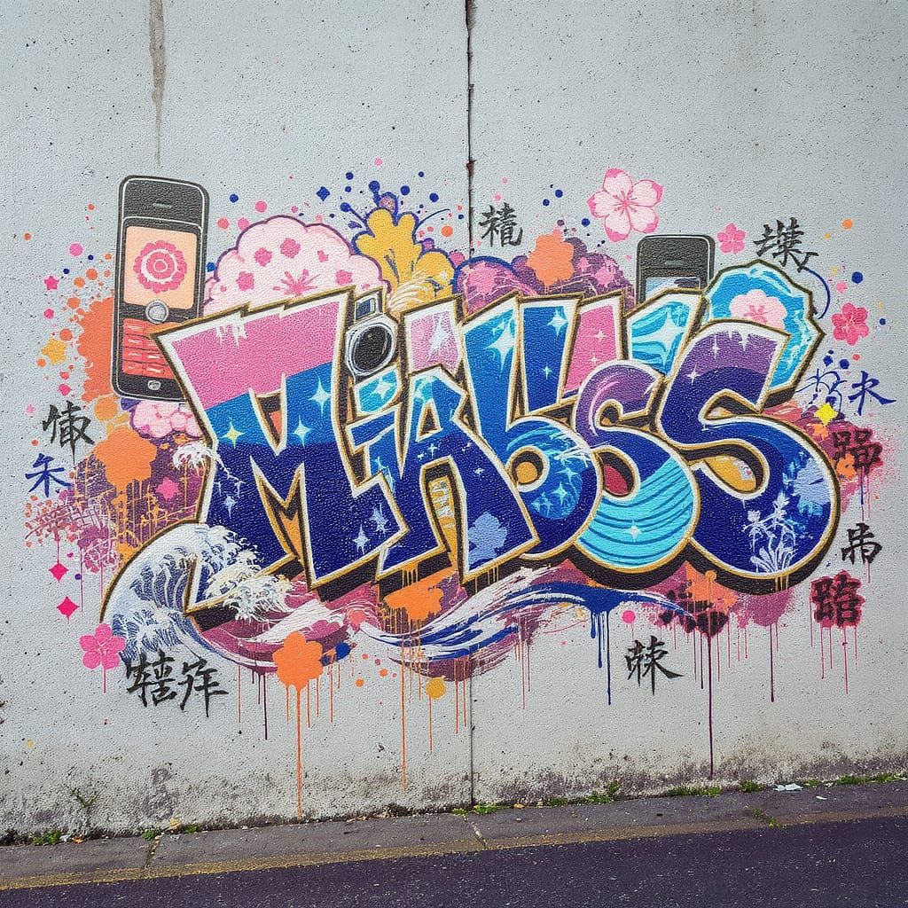Graffiti Mural: Retro Tech Meets Japanese Art