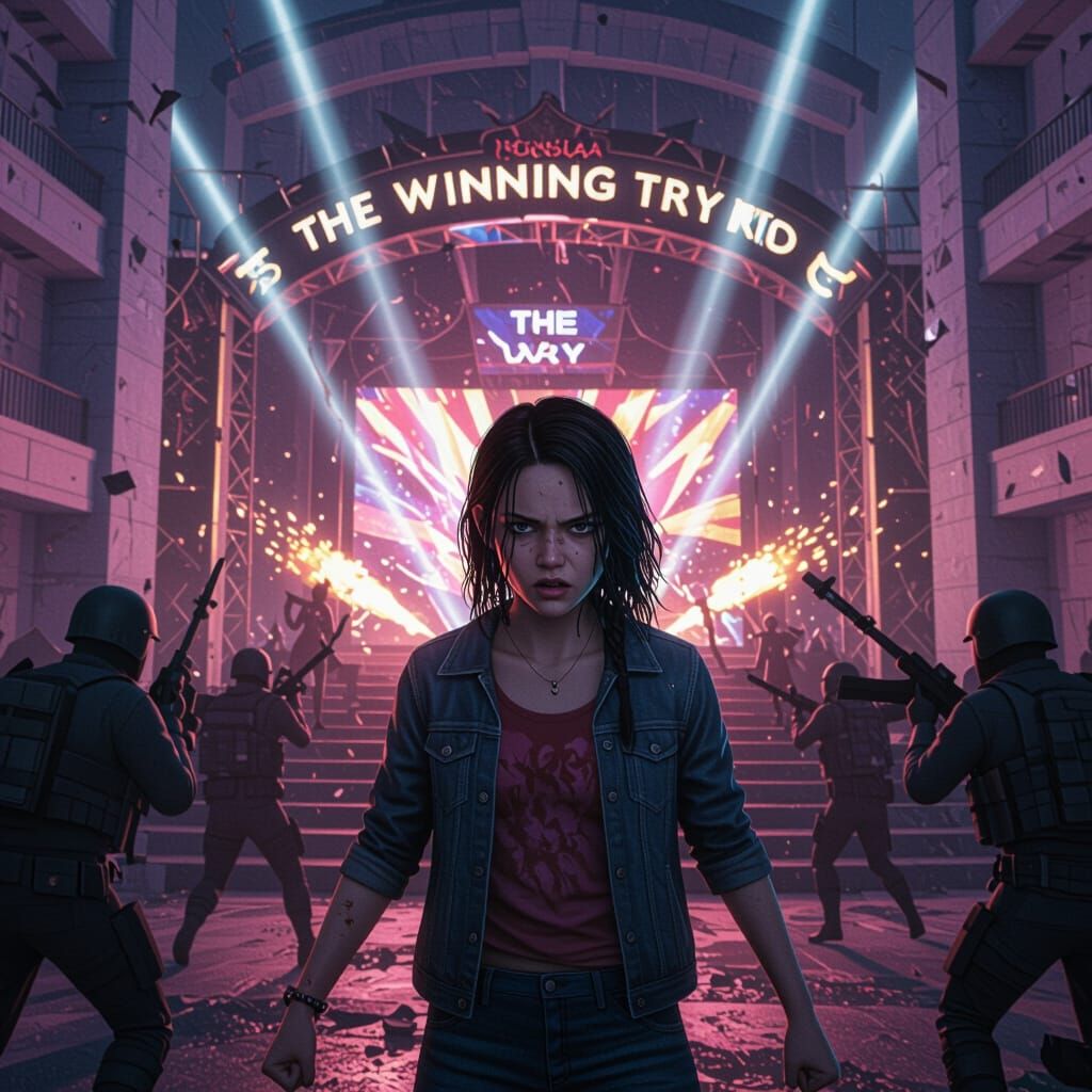 Defiant Girl in Chaotic Rebellion Amidst Institution