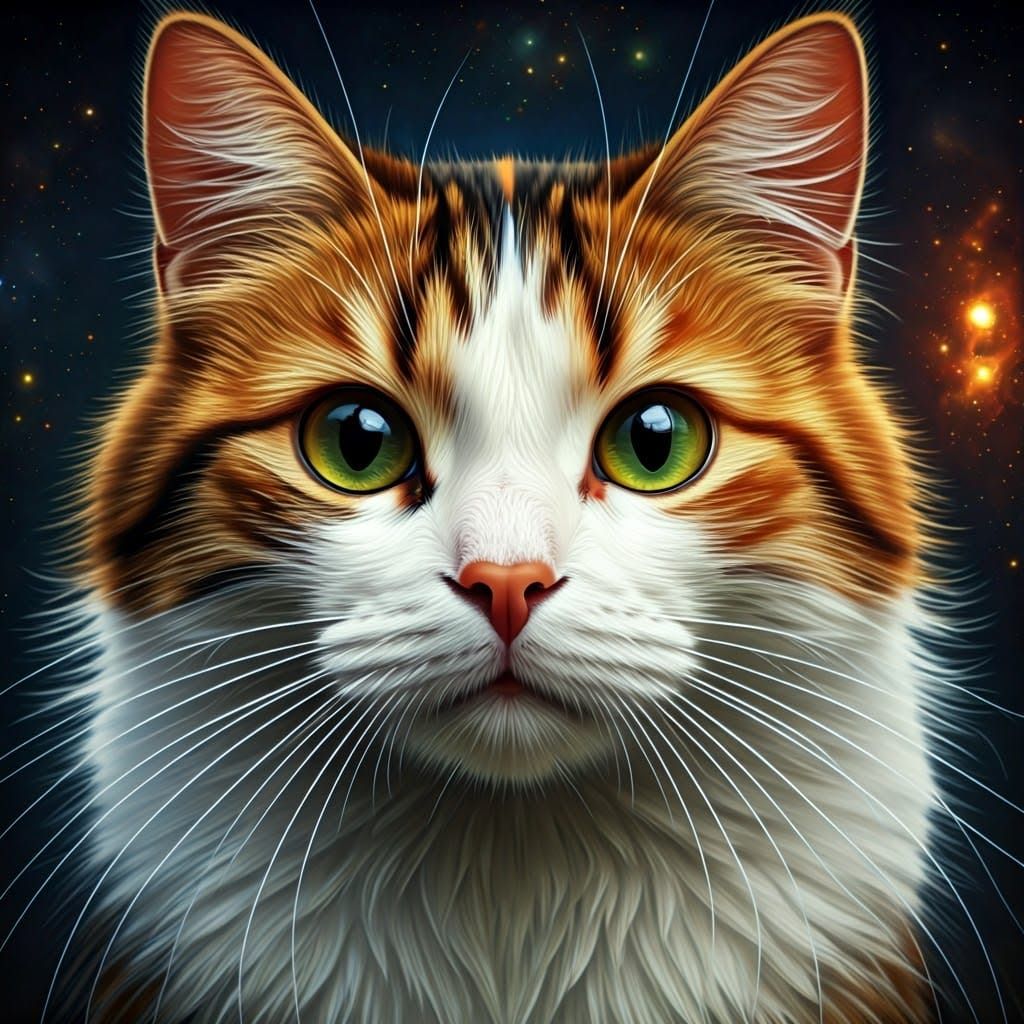 Celestial Calico Cat in Vibrant Hues