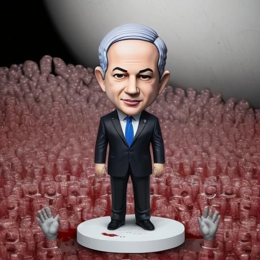 Bobble heads Netanyahu with bloody hands