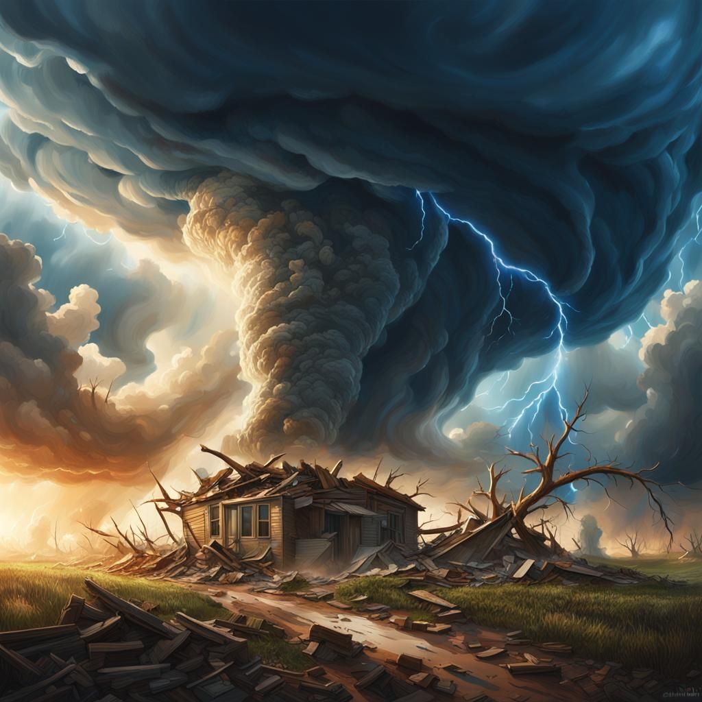 Tornado Devastation in Dramatic Landscape Art