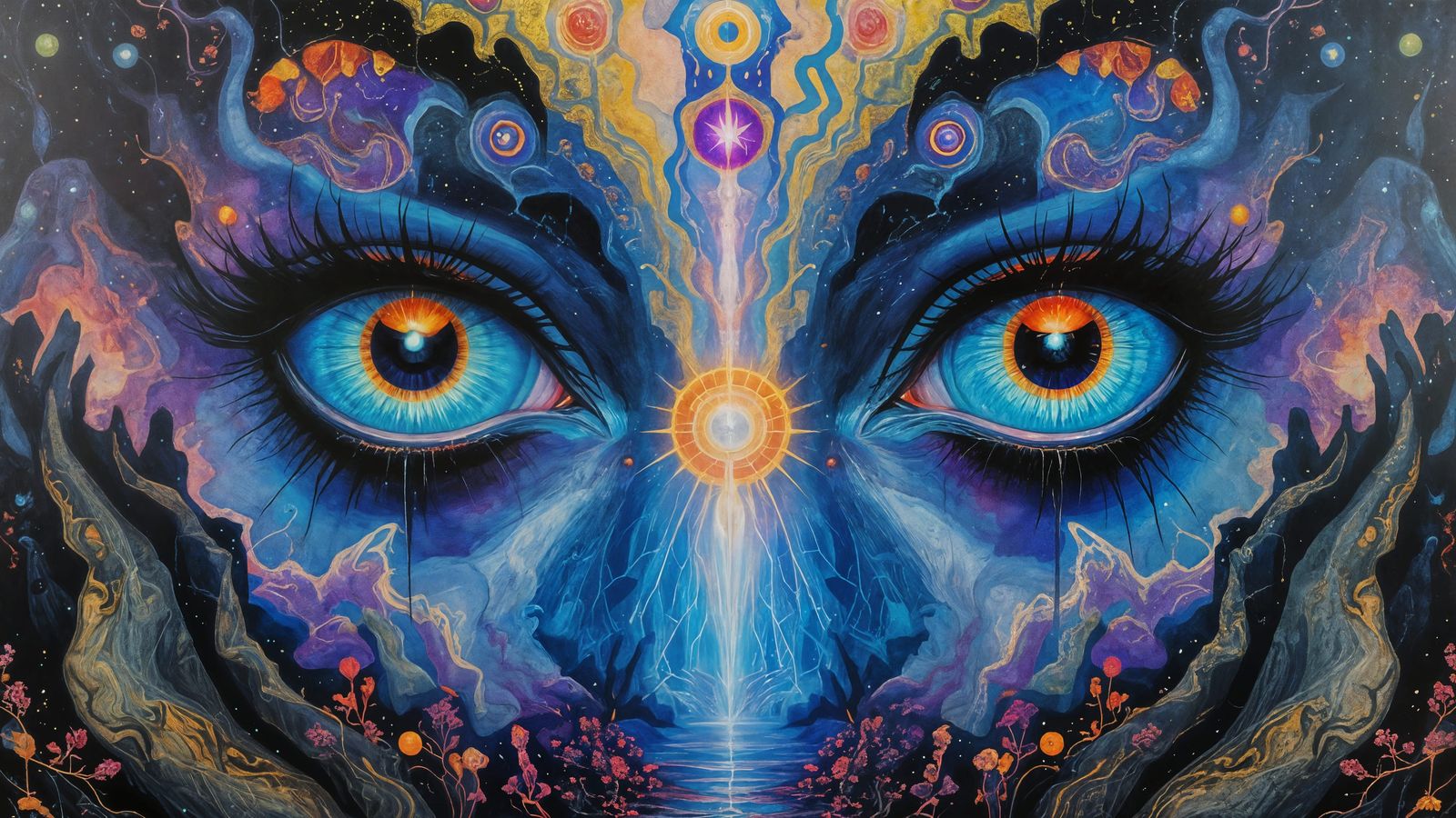 Crystalline Eyes: Surreal Fantasy Painting in Oil