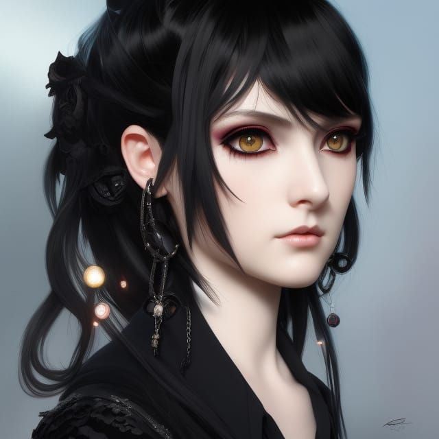 Magical Goth Girl Portrait in Artgerm Style
