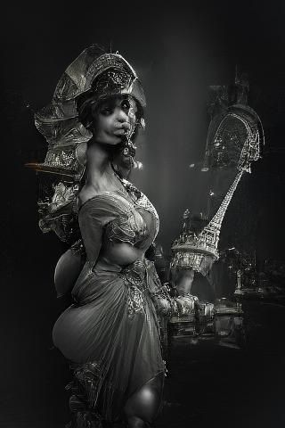 Ethereal Warrior Princess in Art Nouveau Style
