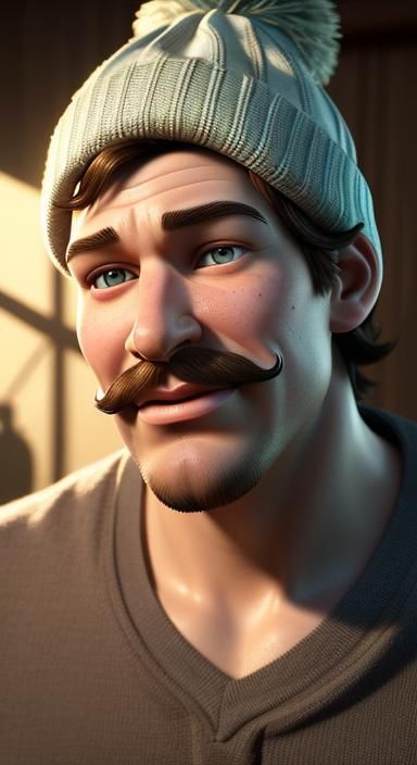 Pixar Portrait: Detailed Man with Expressive Features